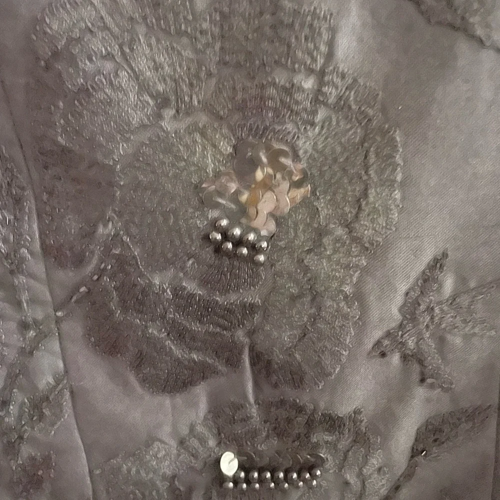 TRACY REESE Black Beaded Embroidered Silk Capelet Wrap Stole Hollywood Glamour M - Picture 8 of 11